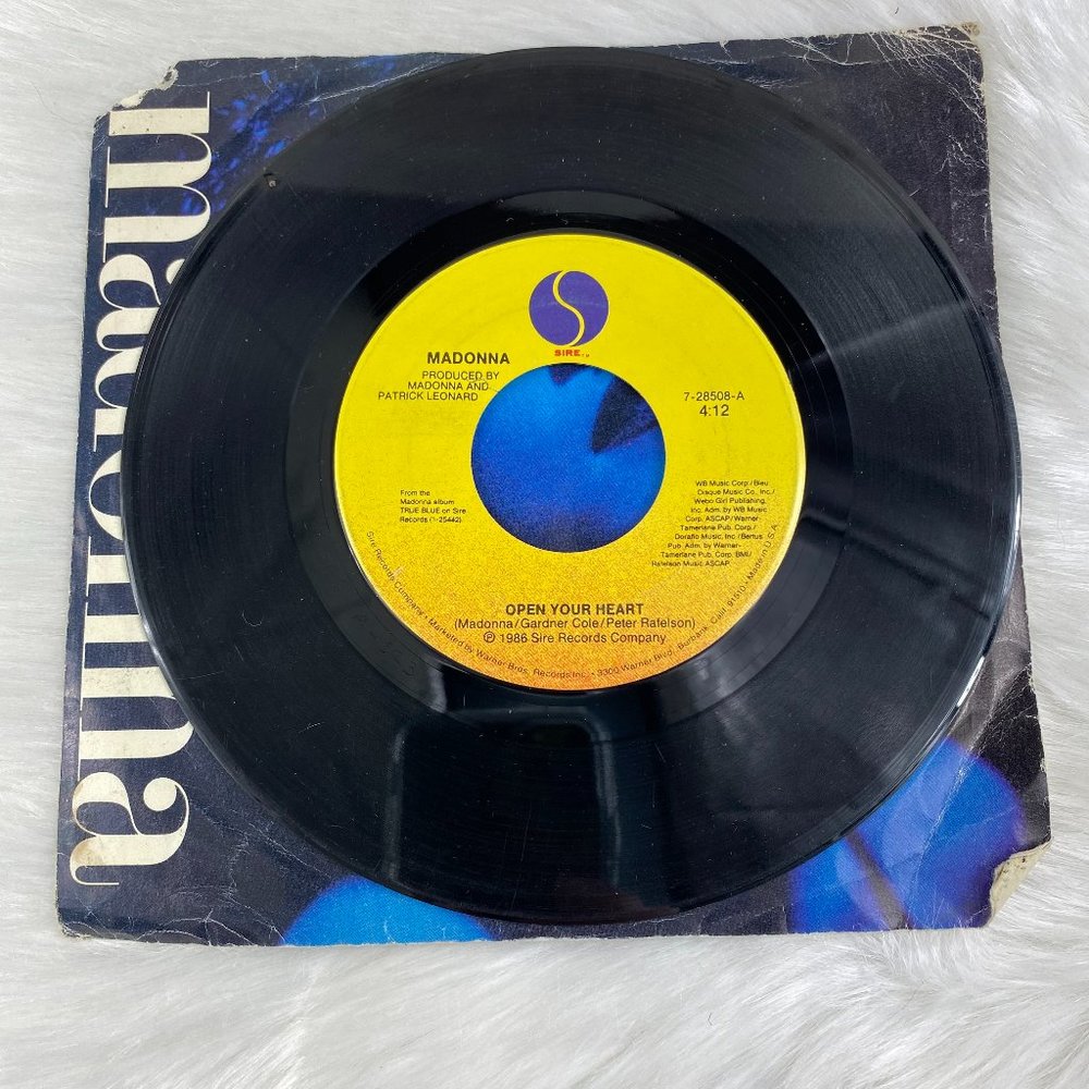 Madonna Open Your Heart, White Heat 1986 Sire 45 RPM Photo Sleeve - Picture 1 of 7